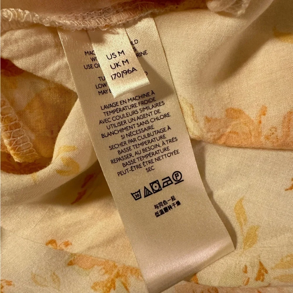 Free People Loretta Tunic Top Tea Combo Cream Yellow Floral Print Ruffle Boho